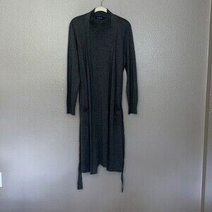 Evan Picone layered look attached shrug sheath stretch sweater dress Grey Large